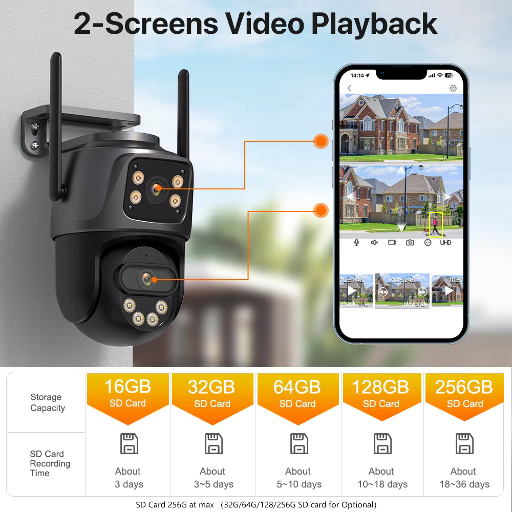 Cámara de Seguridad WiFi 6K con Triple Lente y Zoom 8×